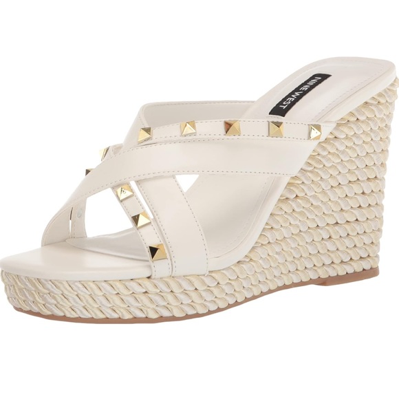 NINE WEST Women's PIPA3 Wedge Sandal in White, Size 7.5. - Picture 3 of 4